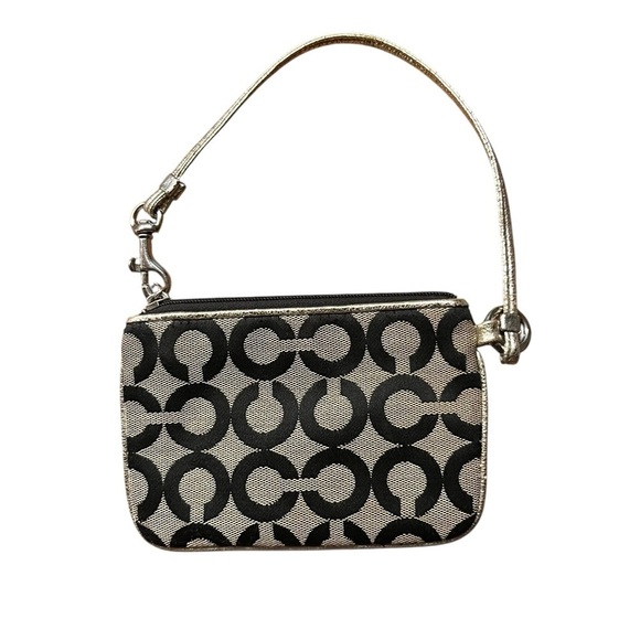 Coach Poppy Wristlet in Brown and Tan Mono Jaquard - Picture 2 of 10